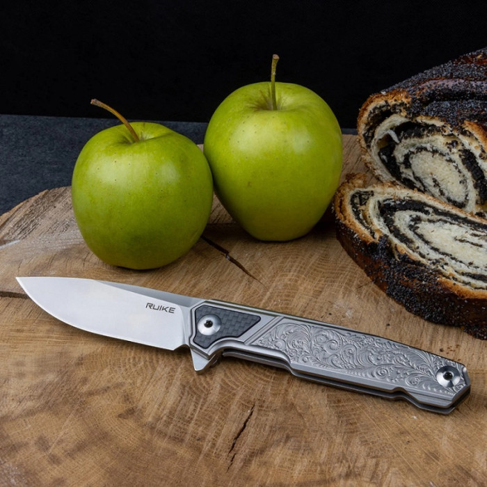 Ніж складаний Ruike P875-SZ, (8.9 см) 14C28N / steel 420 сірий (P875-SZ)