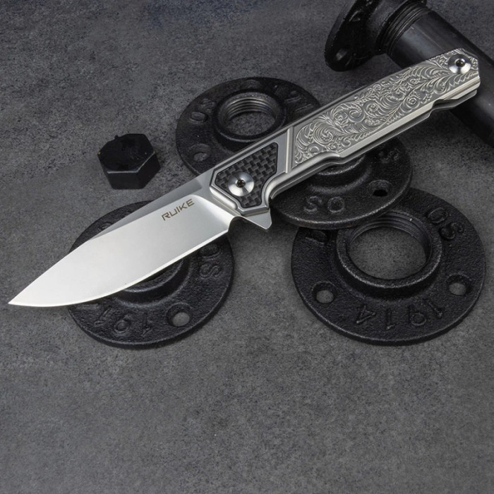 Ніж складаний Ruike P875-SZ, (8.9 см) 14C28N / steel 420 сірий (P875-SZ)
