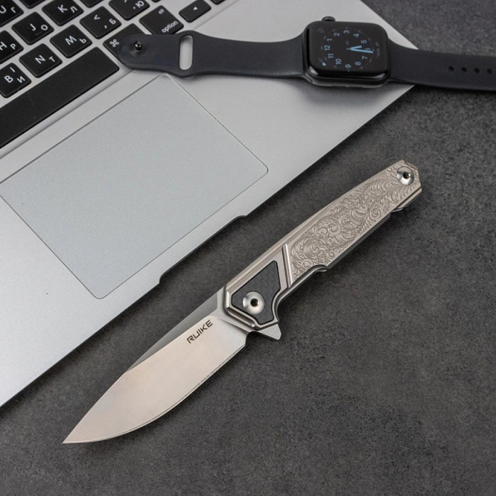 Ніж складаний Ruike P875-SZ, (8.9 см) 14C28N / steel 420 сірий (P875-SZ)