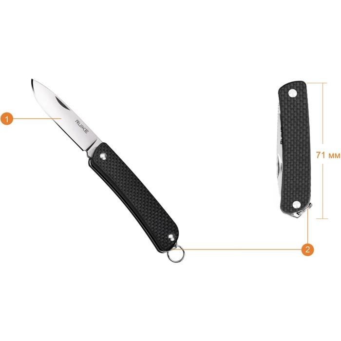 Нож многофункциональный Ruike Criterion S11, (5.3 см) 12C27 / G10 черный (S11-B)
