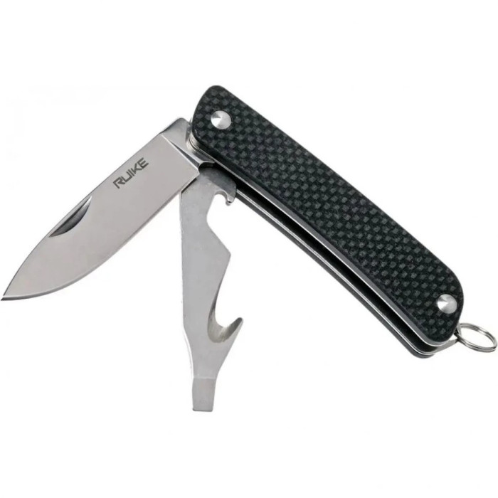 Ніж багатофункціональний Ruike Criterion S21, (5.3 см) 12C27 / G10 чорний, 5 інстр. (S21-B)