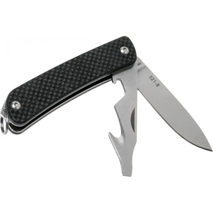 Ніж багатофункціональний Ruike Criterion S21, (5.3 см) 12C27 / G10 чорний, 5 інстр. (S21-B)