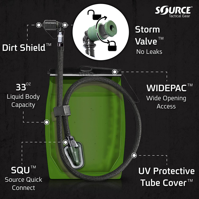 Питьевая система Source Kangaroo Collapsible Canteen 1L Black (4301550101)