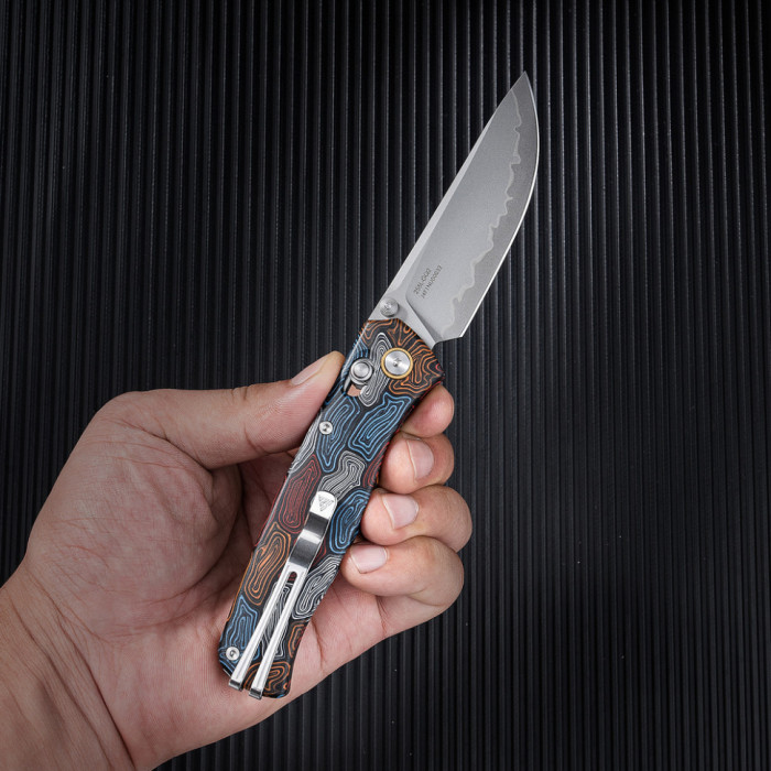 Ніж складаний SRM Medal 255L-GQ2, Lam. 140Cr, G10, Damascus Pattern (255L-GQ2)