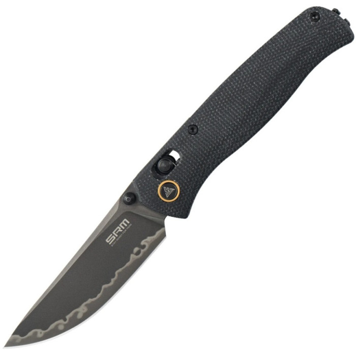 Нож складной SRM Medal 255L-MB3 (8.2 см) 140Cr / Micarta черный (255L-MB3)