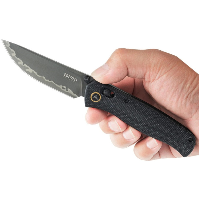 Нож складной SRM Medal 255L-MB3 (8.2 см) 140Cr / Micarta черный (255L-MB3)