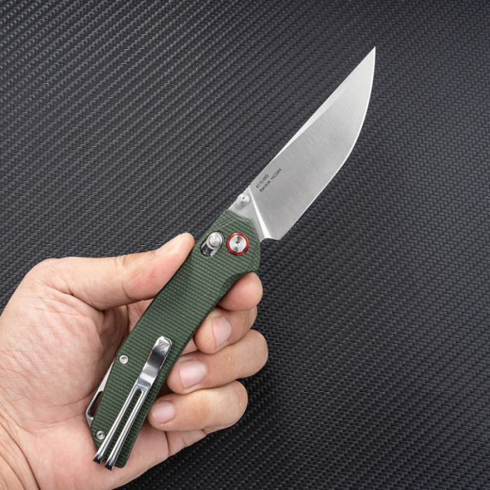 Нож складной SRM Asika 411L-MG (8.8 см) 14C28N / Micarta зеленый (411L-MG)