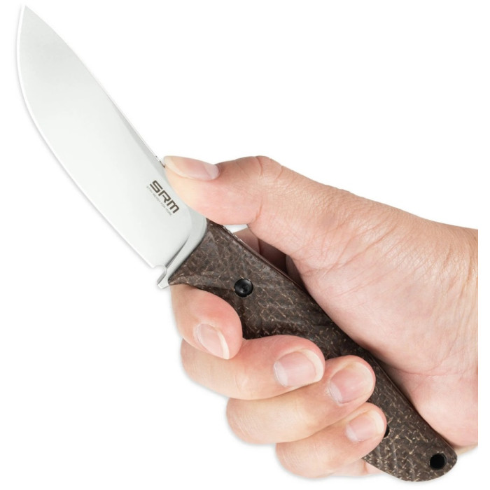 Ніж з чохлом SRM Fossa 605T-MW, (8.8 см) 14C28N / Micarta коричневий (605T-MW)