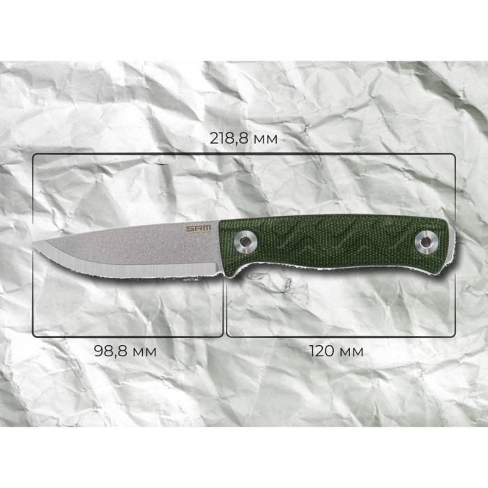 Ніж SRM Bushcut 702T-MP, Sandvik 14C28N, Micarta, Green (702T-MP)