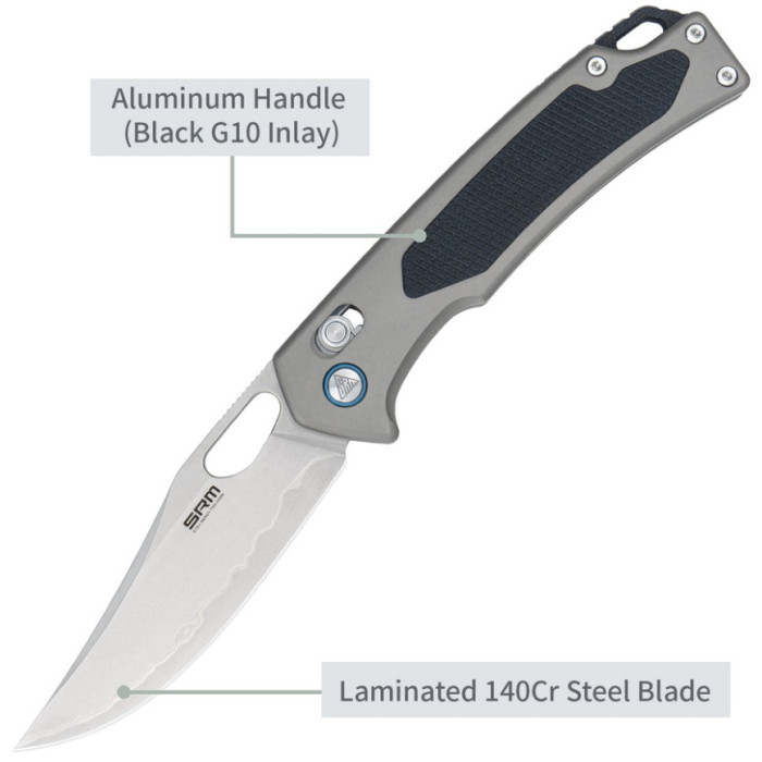 Ніж складаний SRM Retreiver 9203-AK, 140Cr, Aluminum, Grey (9203-AK)