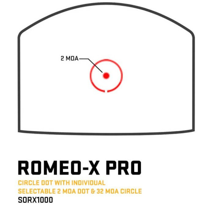 Прицел коллиматорный Sig Sauer ROMEO-X PRO FOOTPRINT, OPEN, 2 MOA DOT&32 MOA CIRCLE, BLACK (SORX1000)