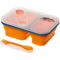 Контейнер силіконовий на 2 відсіки з ложкой-виделкой Tramp 900ml orange (TRC-090-orange)