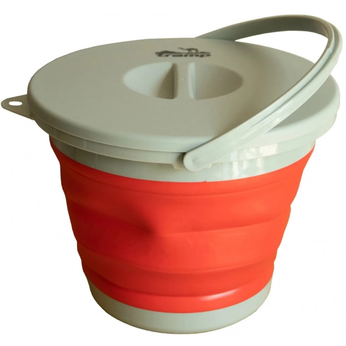 Відро складане силіконове з кришкою Tramp 5L red (TRC-127-red)