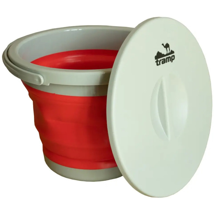 Відро складане силіконове з кришкою Tramp 5L red (TRC-127-red)