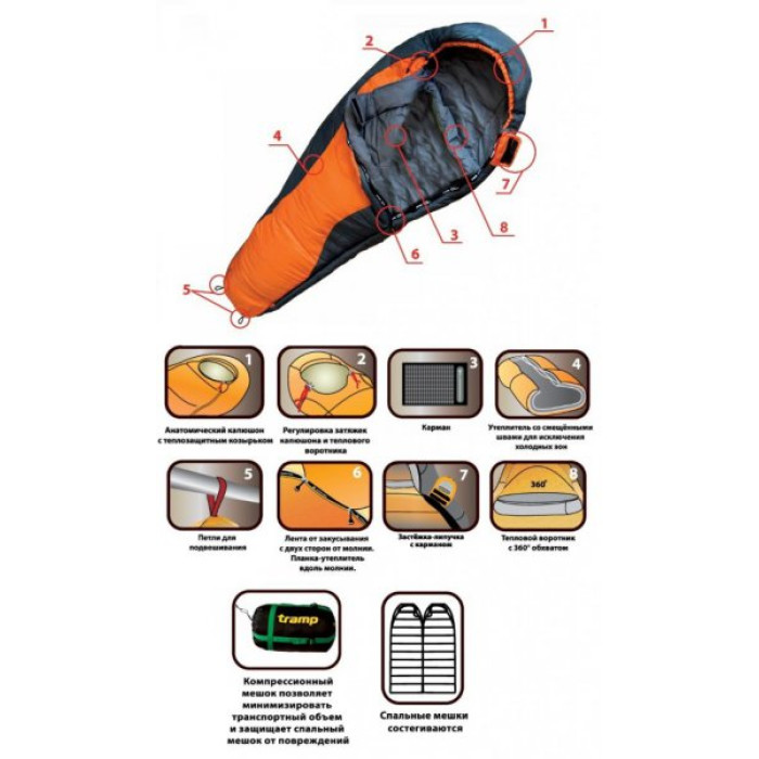 Спальник Tramp Fluff Orange/Grey L (TRS-017.02)