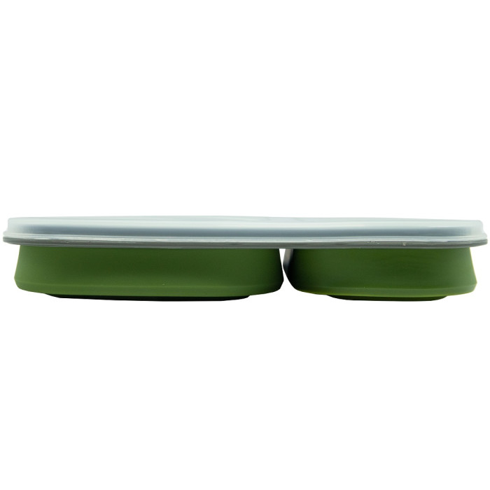 Контейнер силіконовий на 2 відсіки з ложкой-виделкой Tramp 900ml olive (UTRC-090-olive)