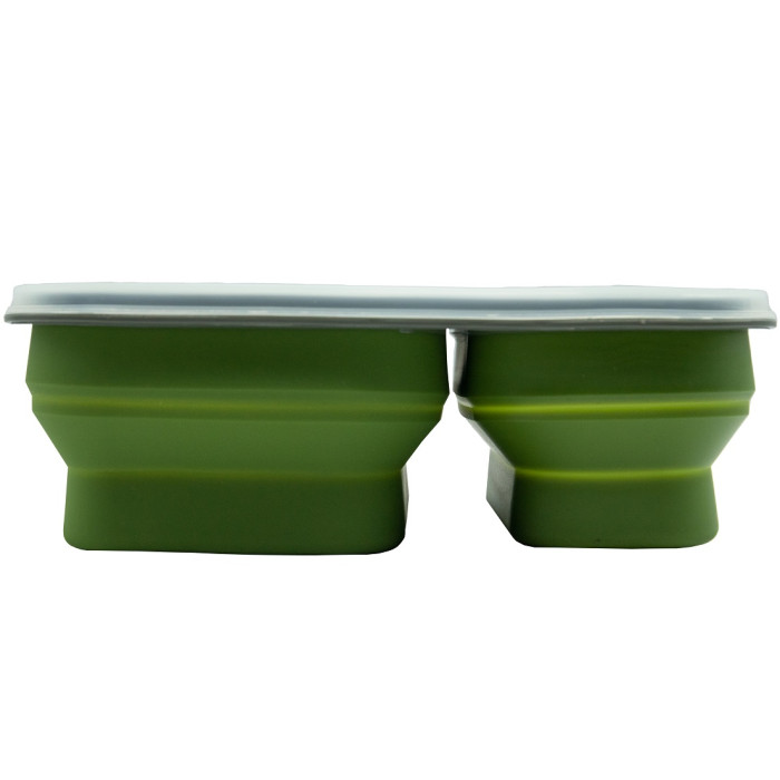 Контейнер силіконовий на 2 відсіки з ложкой-виделкой Tramp 900ml olive (UTRC-090-olive)