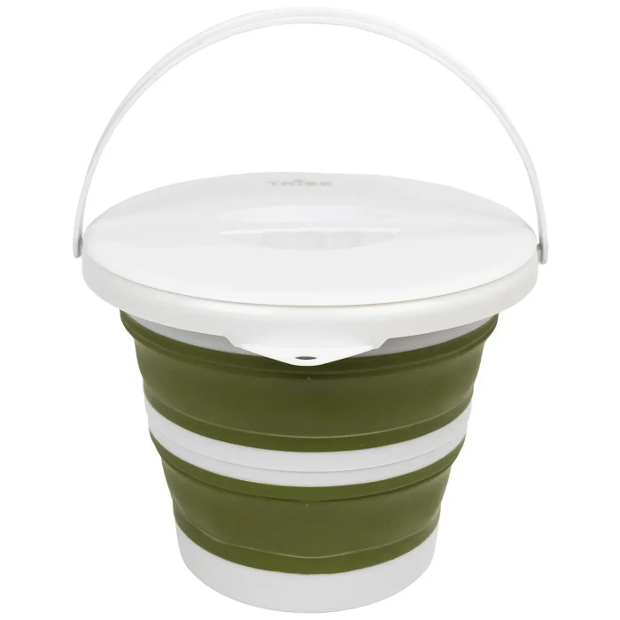 Ведро складное силиконовое с крышкой Tribe Water Bucket Lid 5 л, olive (T-FJ-0049-olive)