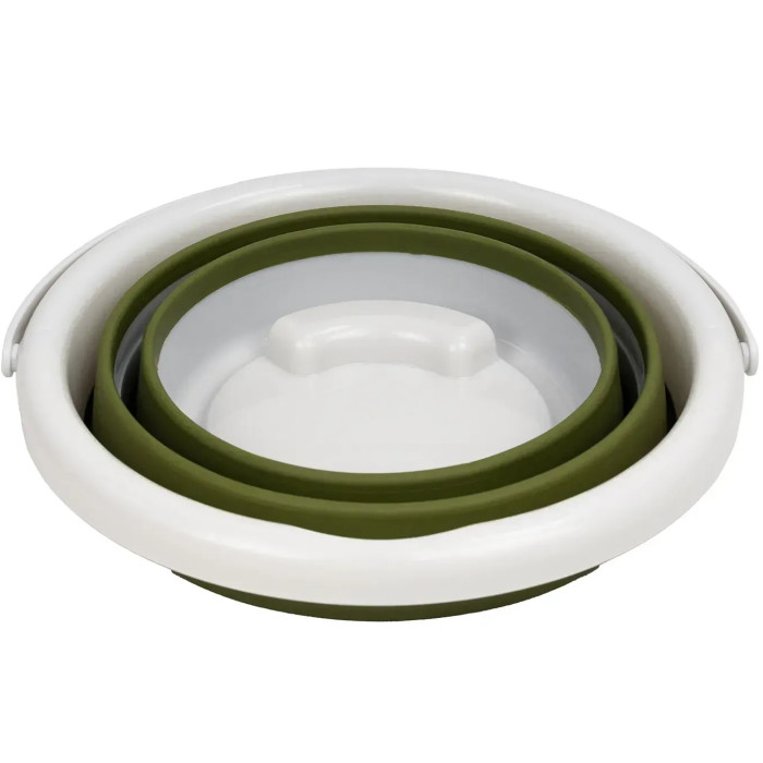 Ведро складное силиконовое с крышкой Tribe Water Bucket Lid 5 л, olive (T-FJ-0049-olive)