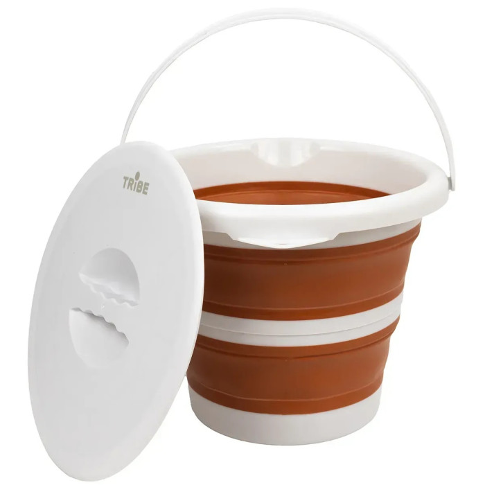 Ведро складное силиконовое с крышкой Tribe Water Bucket Lid 5 л, terracota (T-FJ-0049-terracota)
