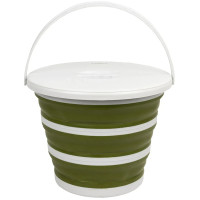 Ведро складное силиконовое с крышкой Tribe Water Bucket Lid 10 л, olive (T-FJ-0050-olive)