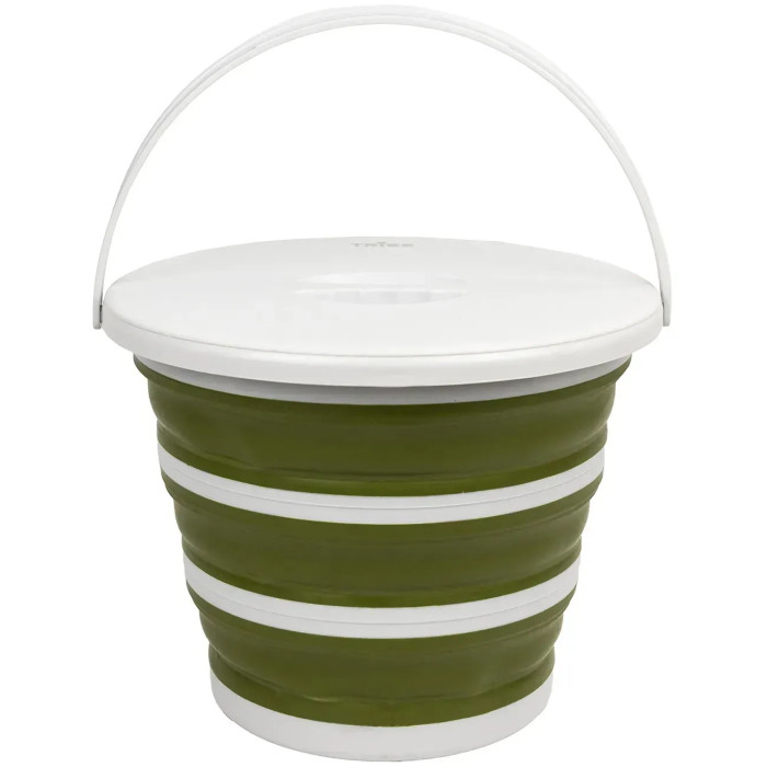 Ведро складное силиконовое с крышкой Tribe Water Bucket Lid 10 л, olive (T-FJ-0050-olive)
