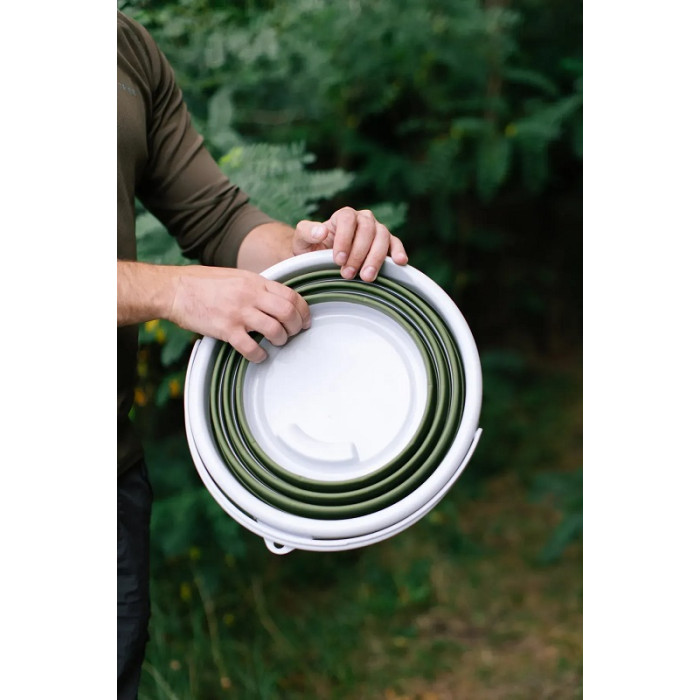 Ведро складное силиконовое с крышкой Tribe Water Bucket Lid 10 л, olive (T-FJ-0050-olive)