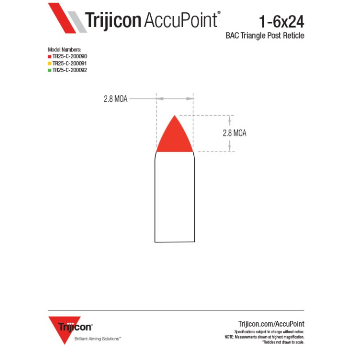 Приціл оптичний Trijicon AccuPoint 1-6x24 (30 mm) illum. BAC Red Triangle Tritium / Fiber Optics SFP (TR25-C-200090)