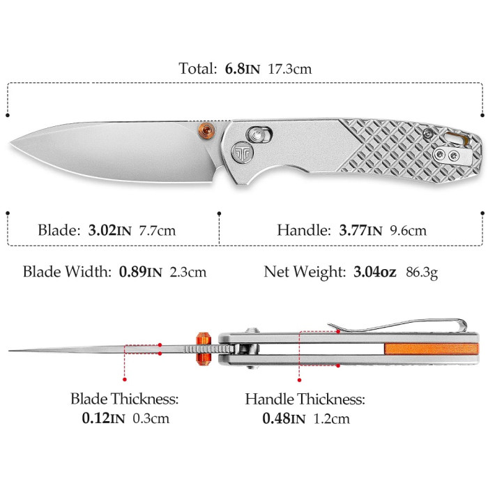 Нож складной Trivisa Dragonfly Ultra-O, M390, титан, серебристый (JM03-OT-M)