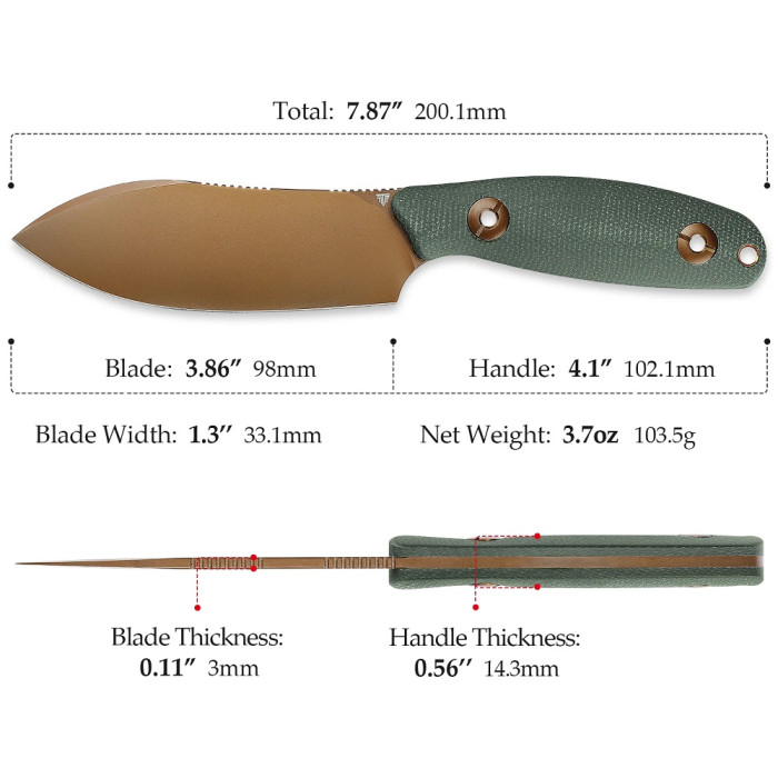 Нож Trivisa Aubergine-GM, зеленый, 14C28N, G10 (JM05-GM-14)