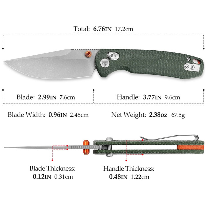 Нож складной Trivisa Butterfly-GM, зеленый, 14C28N, микарта (JM06-GM-14)