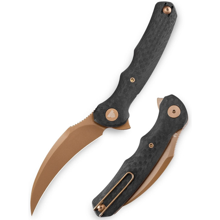 Нож складной Trivisa Lacerta-CG, золотистый/черный, 14C28N, карбон/G10 (TY19-CG-14)