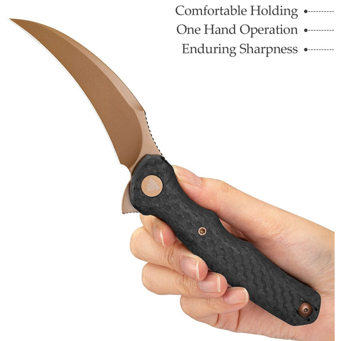 Нож складной Trivisa Lacerta-CG, золотистый/черный, 14C28N, карбон/G10 (TY19-CG-14)