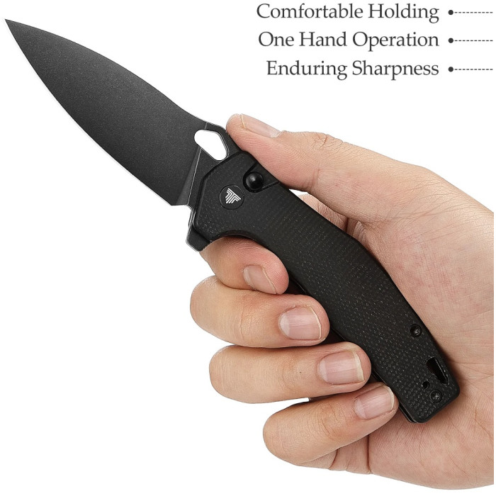 Нож складной Trivisa Corvus-04B, черный, 14C28N, микарта (TY20-BM-14)