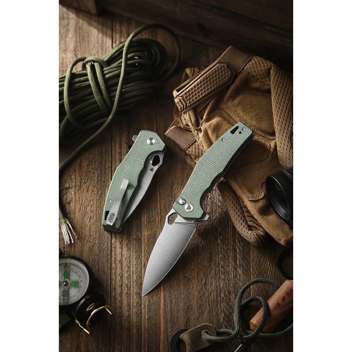 Нож складной Trivisa Corvus-04G, зеленый,14C28N, микарта (TY20-GM-14)