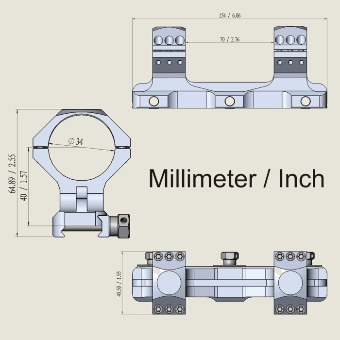 Моноблок Vector Optics X-Accu 34mm High Profile One Piece 20MOA Mount (SCTM-58)