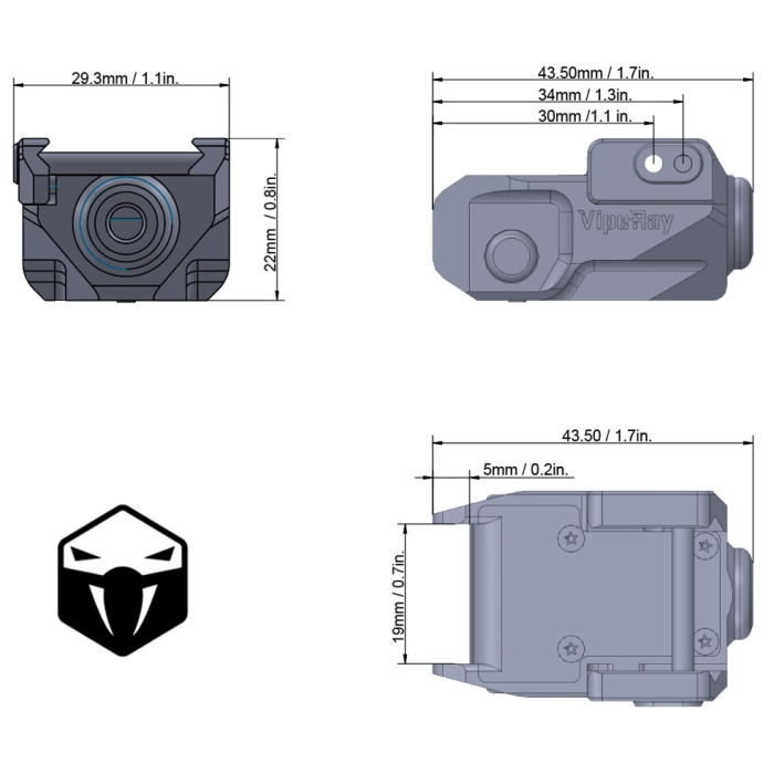 Лазерный целеуказатель Vector Optics VipeRay Scrapper Subcompact Pistol Red Laser Sight FDE (VRRL-P04)
