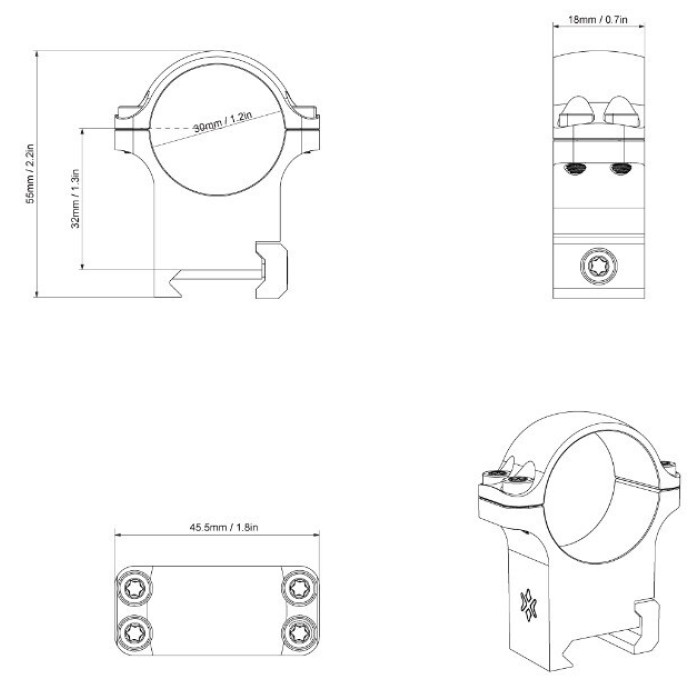 Кільця сталеві середній профіль Vector Optics 30 mm Weaver (XASR-S12)