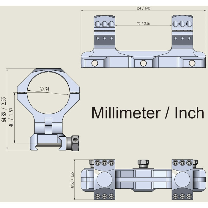 Моноблок Vector Optics X-ACCU 34 mm High на Пікатінні (SCTM-57)