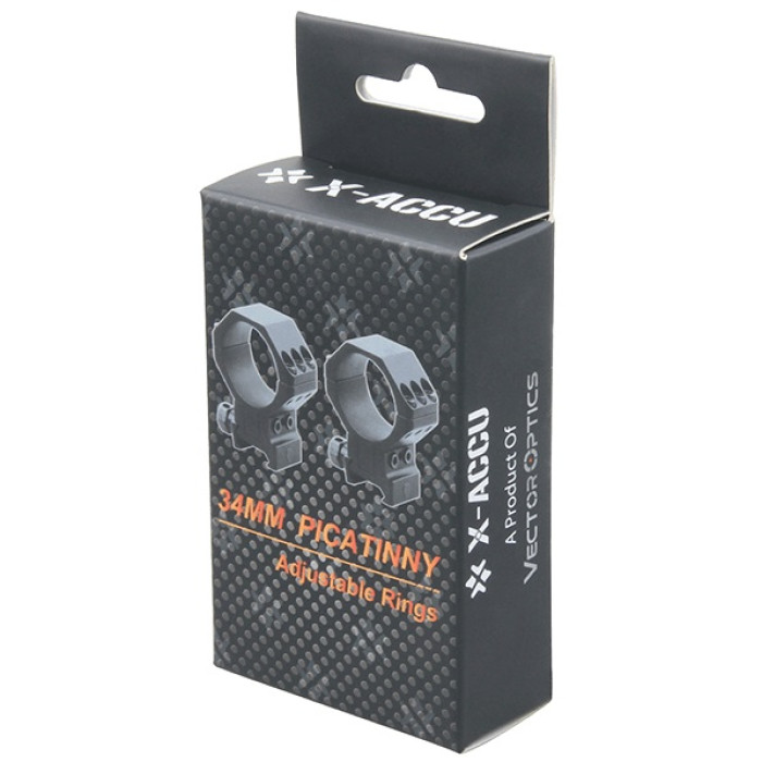 Кільця Vector Optics X-Accu 34 mm на Вівер/Пікатінні з регульованою висотою 34.5-40.5 mm (XASR-3050)