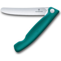 Ніж кухонний складаний Victorinox Swiss Classic Picnic 11 см, серрейтор, зелений (6.7834.FC1)