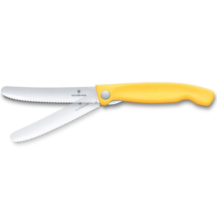 Ніж кухонний складаний Victorinox Swiss Classic Picnic 11 см, серрейтор, жовтий (6.7838.FC1)
