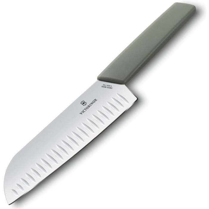 Нож кухонный Victorinox Swiss Modern Santoku, Olive, 17 cm (6.9056.17K6B)
