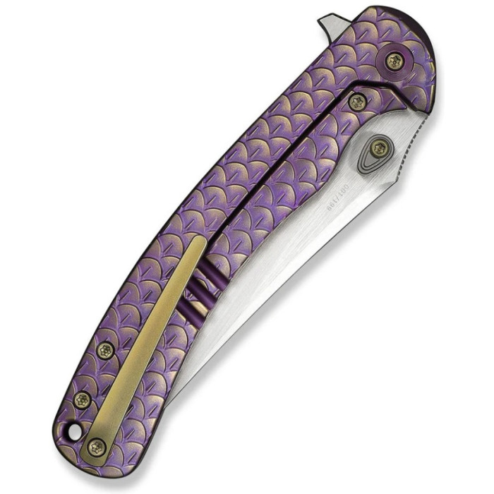Ніж складаний Weknife Dracarys, (9.1 см) Böhler M390 / титан 6AL4V фіолетовий/золотий (WE25061B-2)